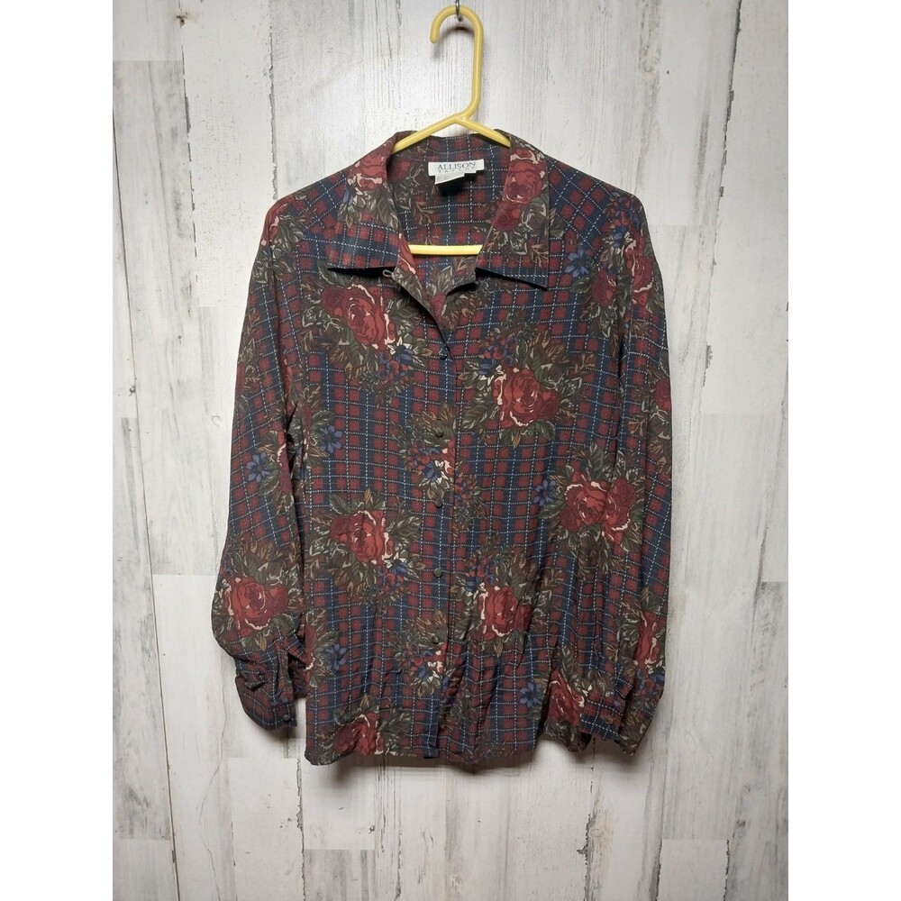 Vintage Allison Taylor Silk Blouse Medium 90s